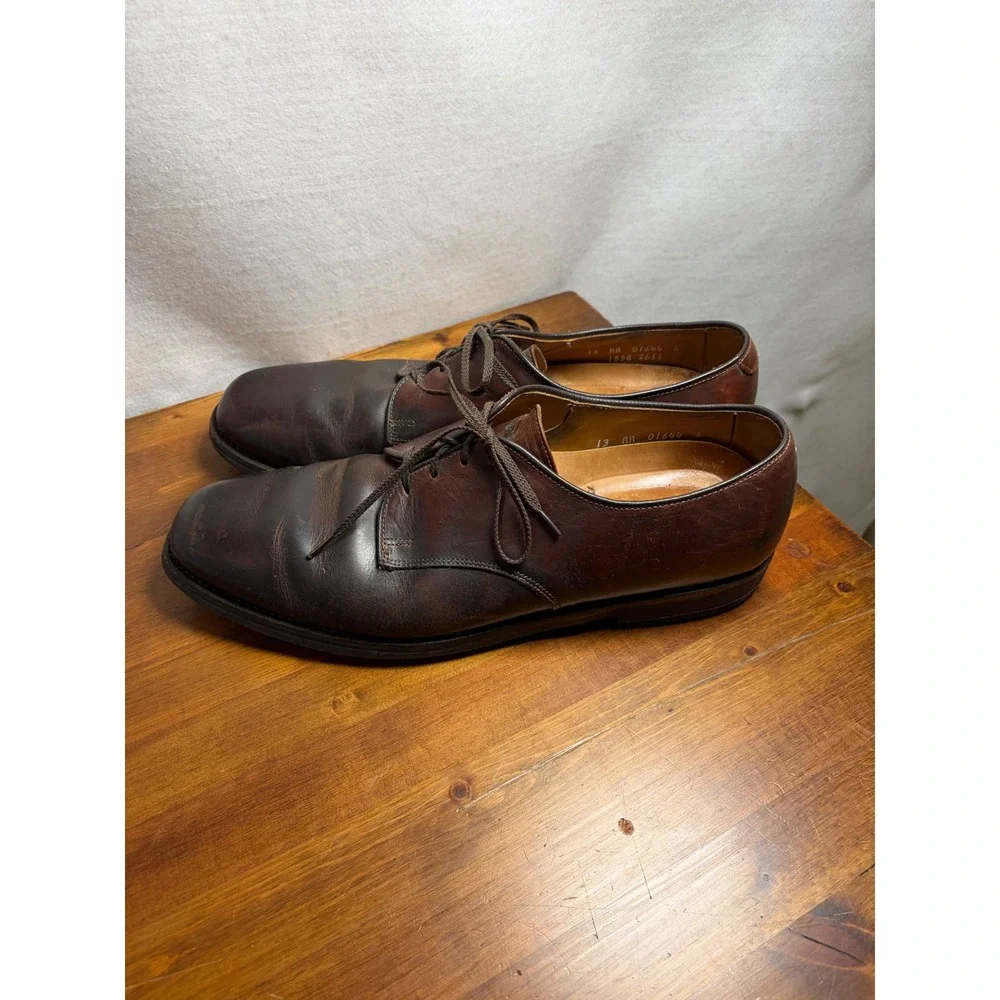 Allen Edmonds Mens 13 AA Dark Brown‎ Leather Plain Toe Derby Dress Shoes 01644